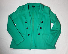 Jones New York Signature Women s Green Double-Breasted Stretch Blazer Size S