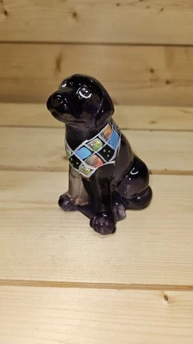 Fenton Purple Glass Lab Dog Figurine Hand Painted 12/250 Signed D. Fredrick