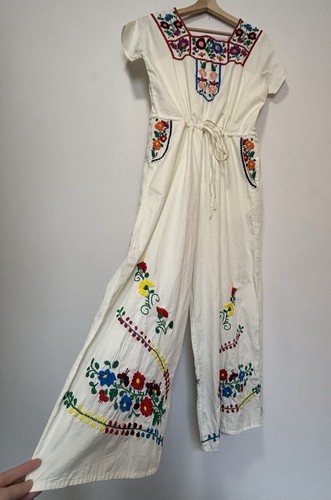 ASOS Jumpsuit 8 36 Wide Leg Floral Embroidered Bohemian Colourful Nordic Scandi - Imagen 2 de 15