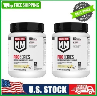 2 Pack Muscle Milk Pro Series Protein Powder,Intense Vanilla, 50g Protein,2lb Pk