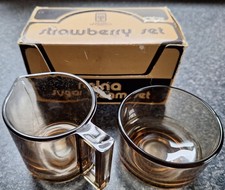 Joe Colombo Boxed Classic Smoked Glass Creamer & Sugar Bowl Set (NWOT)