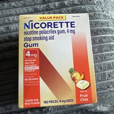 Nicorette Gum Quit Smoking4mg Nicotine polacrilex 60 Contains 94mg Calcium 8/27