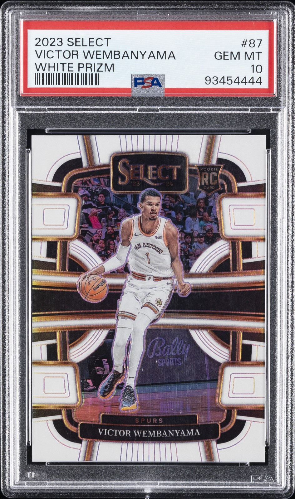 2023 PANINI SELECT WHITE PRIZM #87 VICTOR WEMBANYAMA ROOKIE RC 92/149 PSA 10