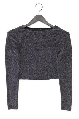   H&M Longsleeve-Shirt Shirt für Damen Gr. 36, S Langarm mit Glitzer grau  