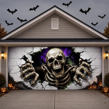 Halloween Garage Door Cover 7 X 16 Ft, Large Hanging Backdrop Garage Door Banner