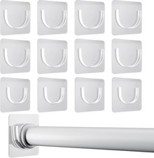 12 Pack Shower Rod Holder with Strong Adhesive, Shower Curtain Rod Holder No