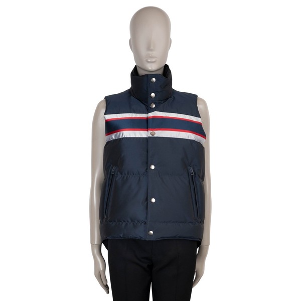 73085 Auth CHRISTIAN DIOR Navy Blue Nylon 2021 DIORALPS PUFFER VEST Jacket S
