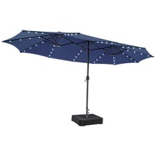 15 Feet Double-Sided Patio Umbrella with 48 LED Lights-Navy - Color: Navy - Size