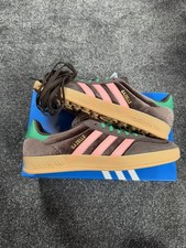 UK 8.5 Adidas Originals GAZELLE INDOOR Dark Brown Pink & Green JI2714 