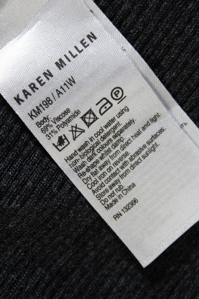 karen Millen Women's Open Front Waterfall Collar Striped Cardigan Gray Size 3 - Image 4 of 4