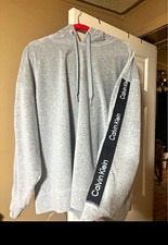 Calvin Klein Performance Women's 2X Plus Gray Fleece Logo Pullover Hoodie
