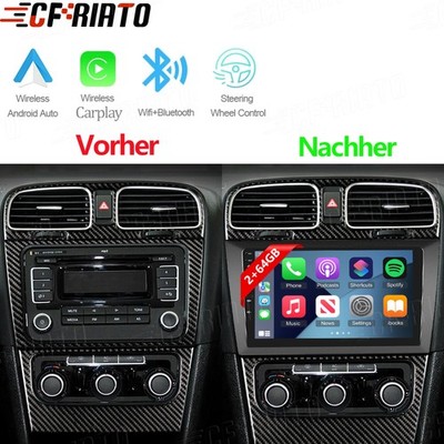 Für VW Golf 6 2008-2012 Android 15 Carplay 2+64GB Autoradio GPS Navi WIFI BT RDS
