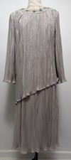 Vtg Karen Lawrence Bead Sequin Formal Dress M/L Plisse Pleat Dusty Lavender Midi