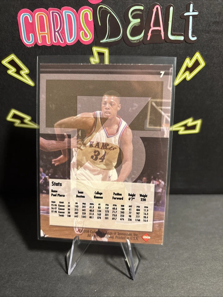 1998 年收藏家 EDGE T3 篮球保罗·皮尔斯 #7 KANSAS JAYHAWKS — 第 2/2 张图片