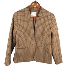 Old Navy Womens Brown Houndstooth Single Button Blazer Jacket Size S Academia