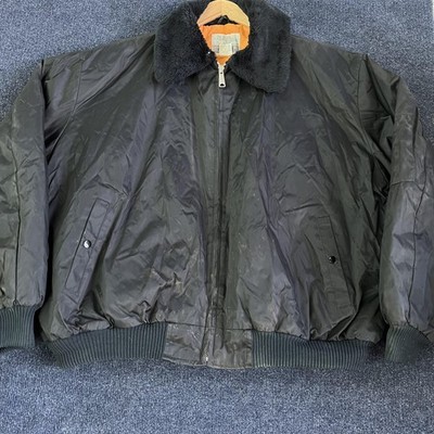 Sears Nylon Jacket Vintage Sears Jacket Mens 4XL Black Nylon Fur 