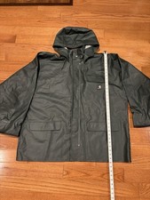 Carhartt Rain Jacket Mens XL Grey C64GRN PVC Waterproof Hooded Work Coat