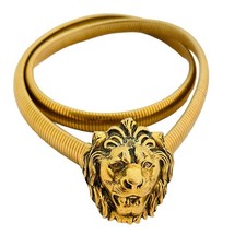 Vintage ACCESSOCRAFT gold lions head chain belt designer runway