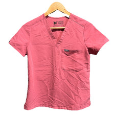 FIGS Technical Collection Pink Short Sleeve V Neck Women's Scrubs Top Size XXS