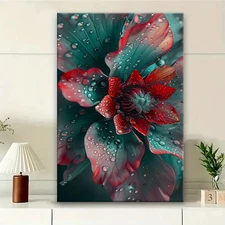 Dew-Kissed Colorful Framed Canvas Stretched Ready to Hang 50x40 Home decor Gift