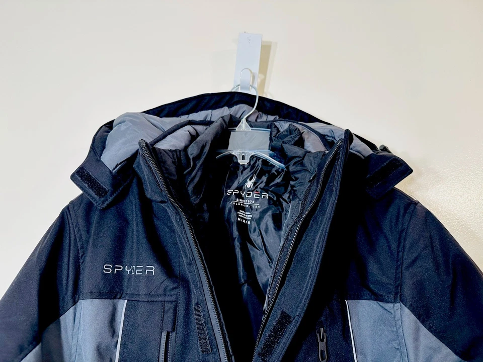 Spyder 3-in-1 hooded insulated men’s snow jacket black grey NWT size M $299.00 - Image 3 of 4