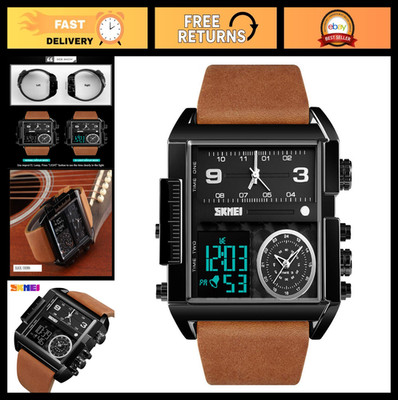 Large Face Digital Sports Watch for Men, LED Analog Quartz, 50M Waterproof, Mult