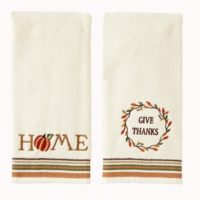 SKL Home Fall/Harvest Give Thanks/Home Hand Towel Set for Bath/Kitchen/Bar & Gif