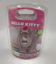 2014 Sanrio Hello Kitty Child's Pink LCD Watch with Charm New Old Stock Read!