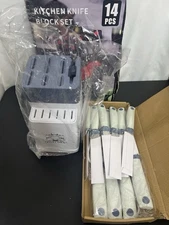 Five Cows Kitchen Knife 14 PIECE Block Set Stainless Steel Nonslip W/SHARPENER