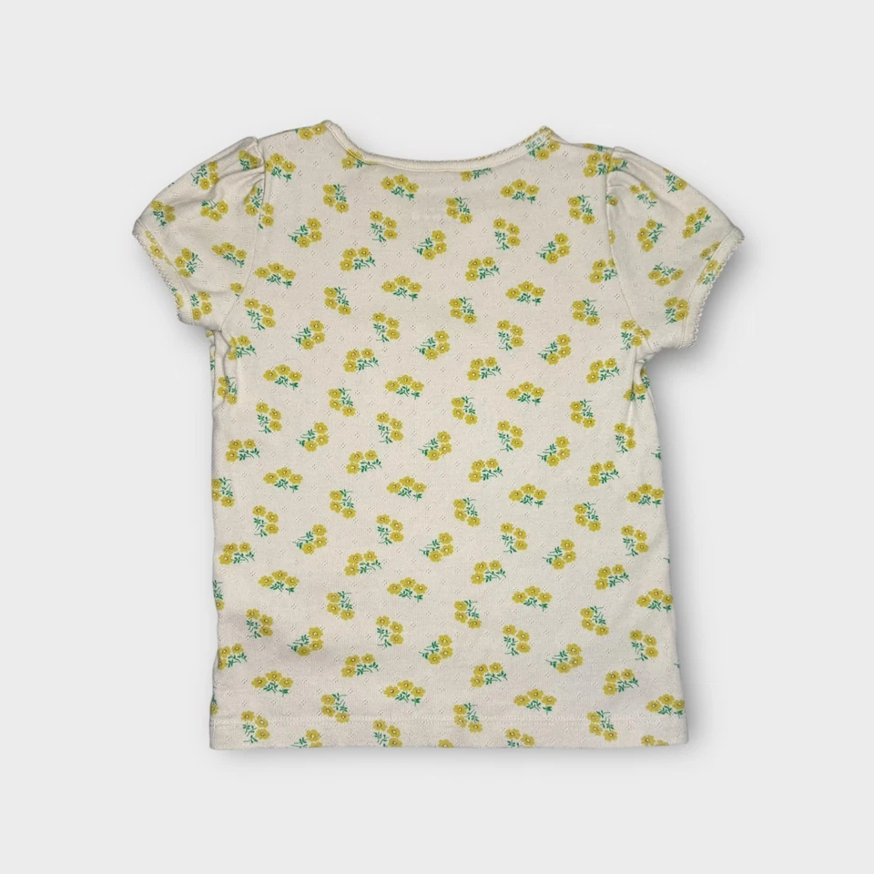 Mini blusa creme Pointelle padrão floral amarelo Boden - Imagem 4 de 4