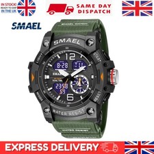 SMAEL Mens Sports Watch Waterproof Quartz Analog Digital Military Wrist Watches✔