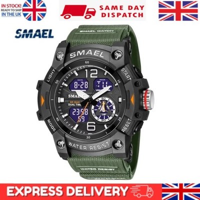 SMAEL Herren Sportuhr Wasserdicht Quarz Analog Digital Militär Armbanduhren 