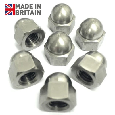 GWR FASTENERS M7 / 7mm Metric Dome Nuts - 303 Stainless - British Made Nut - Domed Quad Bike