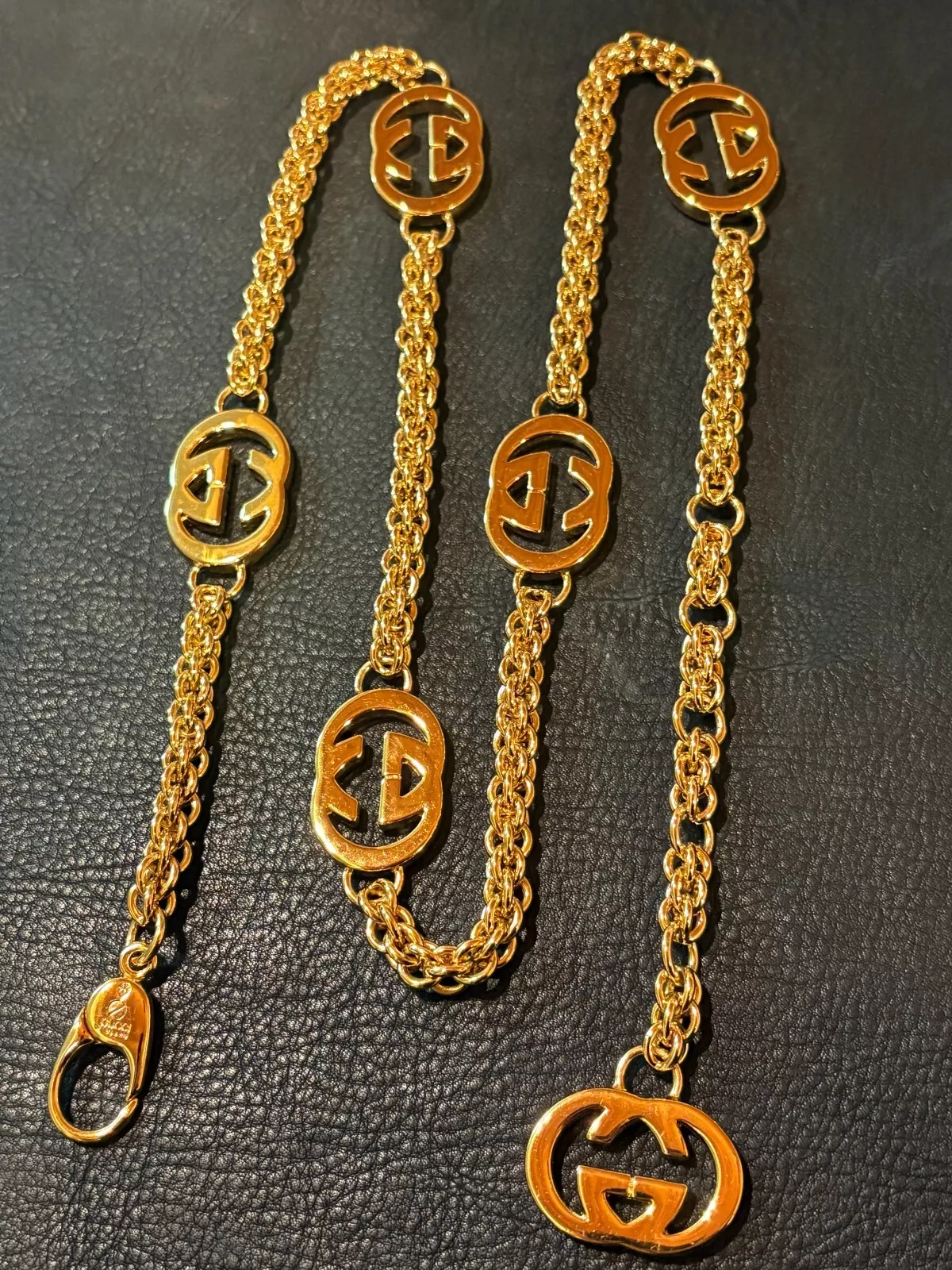 GUCCI BELT Chaîne Logo Marque Vintage Rare Or 