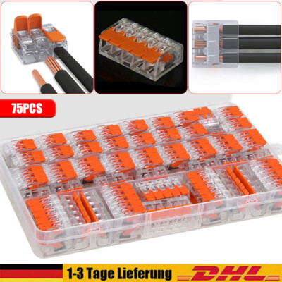 75pcs Hebelklemmen für Wago Klemmen WegeKlemme mit Hebel 221-412/221-413/221-415