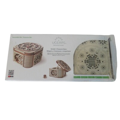 UGEARS Mechanical Model Treasure Box with Key Building Set NEW DMG PKG