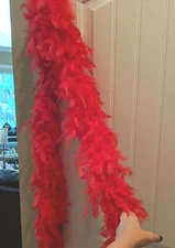 Red Feathers Boa String 6 Feet Long Accent Dance Piece Costume Halloween 