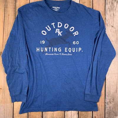 #ad Outdoor Hunting Equip 1960 Rural King Long Sleeve T Shirt Mens Size L Blue $10.49