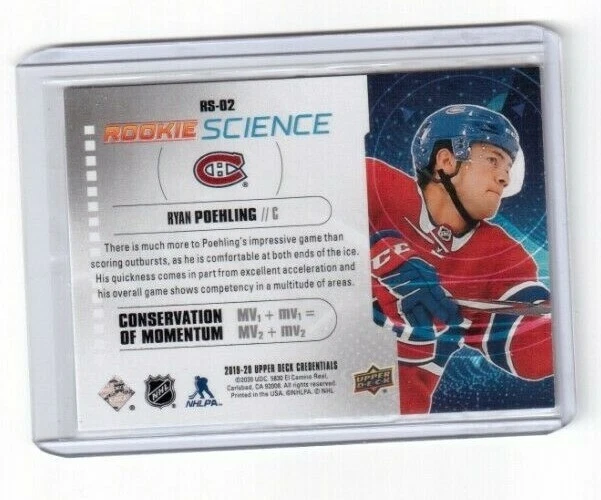2019-20 UD Credentials Rookie Science RS-02 Ryan Poehling Montreal Canadiens - Image 2 of 2