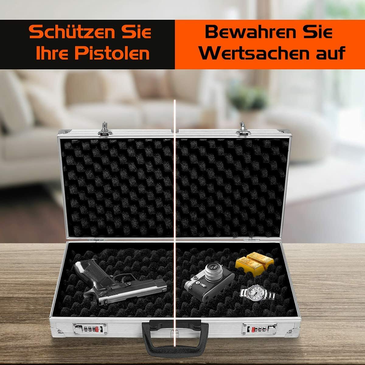 Costway TL29256 Alu-Waffenkoffer - Silber/Schwarz, 47x25cm 
