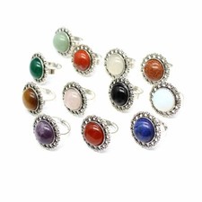 Women's Jewelry Natural Gem Hollow Crystal Flower Gold Sandstone Ring Gift New