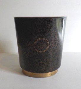 19th C. Chinese Cloisonne Enamel on Bronze 5.75" Vase, Black