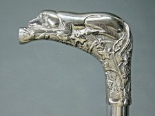 Walking Stick Replacement Handle Silver Dog In The Art Nouveau Style