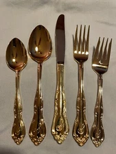 Home Concepts (4 place set) S/S FLATWARE Gold-Plated (23 Pieces) "S" Monogram