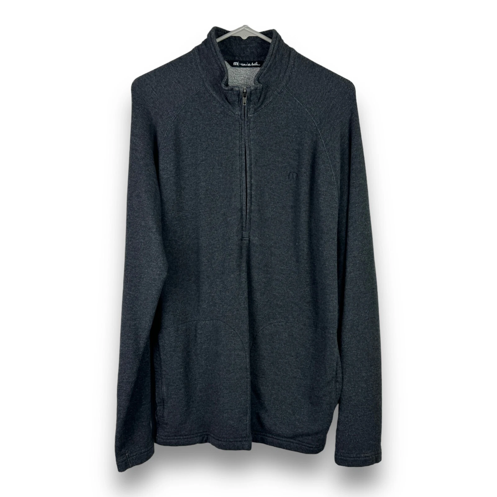 Travis Mathew Mens Sz S 1/2 Zip Golf Fleece Jacket Gray Tennis Preppy Fall