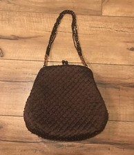 Franchi Beautiful Brown Beaded Evening Bag Excellent Condition WOW