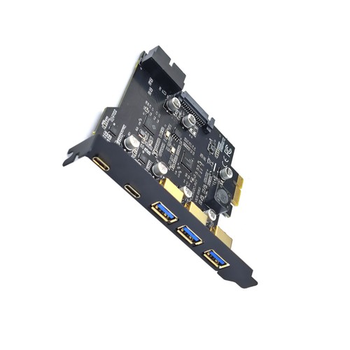 Carte d'extension PCI-E vers USB3.0 GEN1 5 ports connecteur 19 broches 2xType C 3xType A g - Photo 3/5