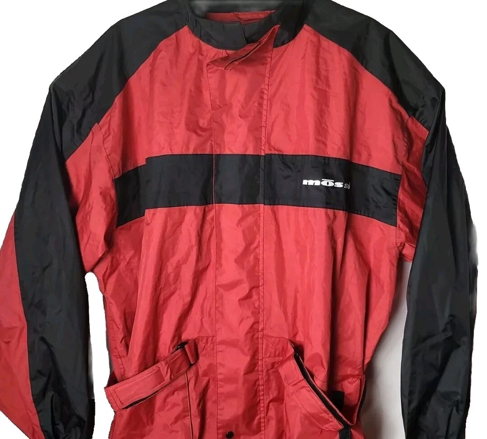 Jaqueta Mossi Masculina XL Motorsport Vestuário Vermelho Preto Cintura Ajustável Completa - Imagem 2 de 4