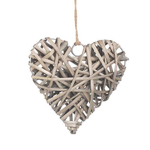 Small Full Antique Wash Wicker Willow Heart 15cm