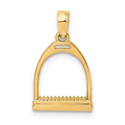 14k Gelbgold 3-D poliert kleines Pferd Steigbügel Charm Anhänger Geschenk für Mutter